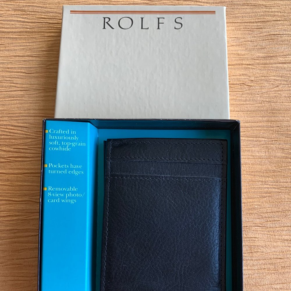 Mens Black Leather Wallet - Rolfs Lites Two Way